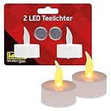 Idena 408982 - LED Teelichter, 2 Stück in Warmweiß, elektrische Kerzen mit flackerndem Licht, inkl. Batterien, Deko für Innen, Party Deko, Weihnachtsdeko, Osterdeko, zur Hochzeit, Stimmungslicht