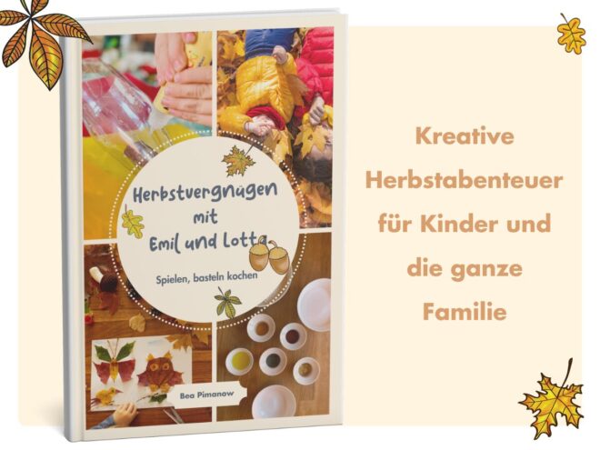 Beschäftigung mit Kindern im Herbst – entdecke kreative Bastelideen, leckere Rezepte und Naturabenteuer, die Eltern und Kinder im „Herbstvergnügen“-Wochenendbuch gemeinsam erleben können!